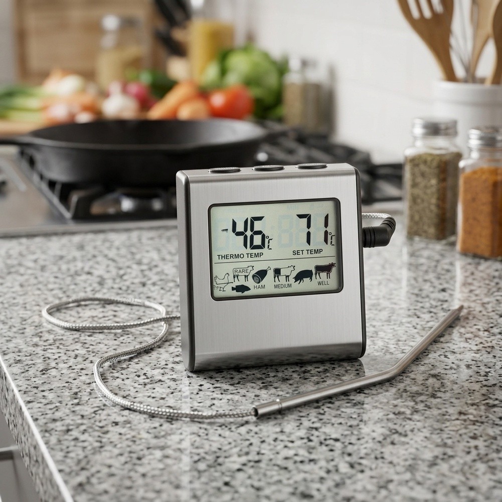 Digital Thermometer Probe - Thermomètre numérique LCD pour viande, avec